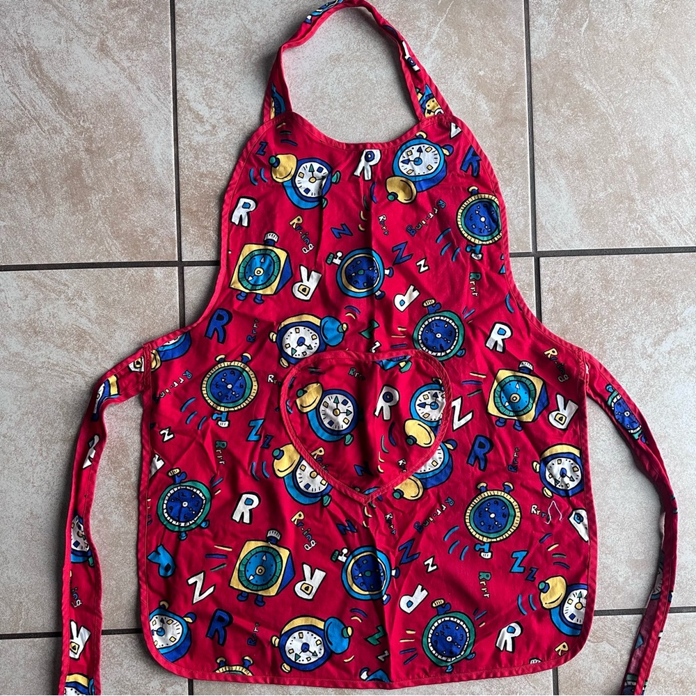 Colorful Red Apron with Fun Print